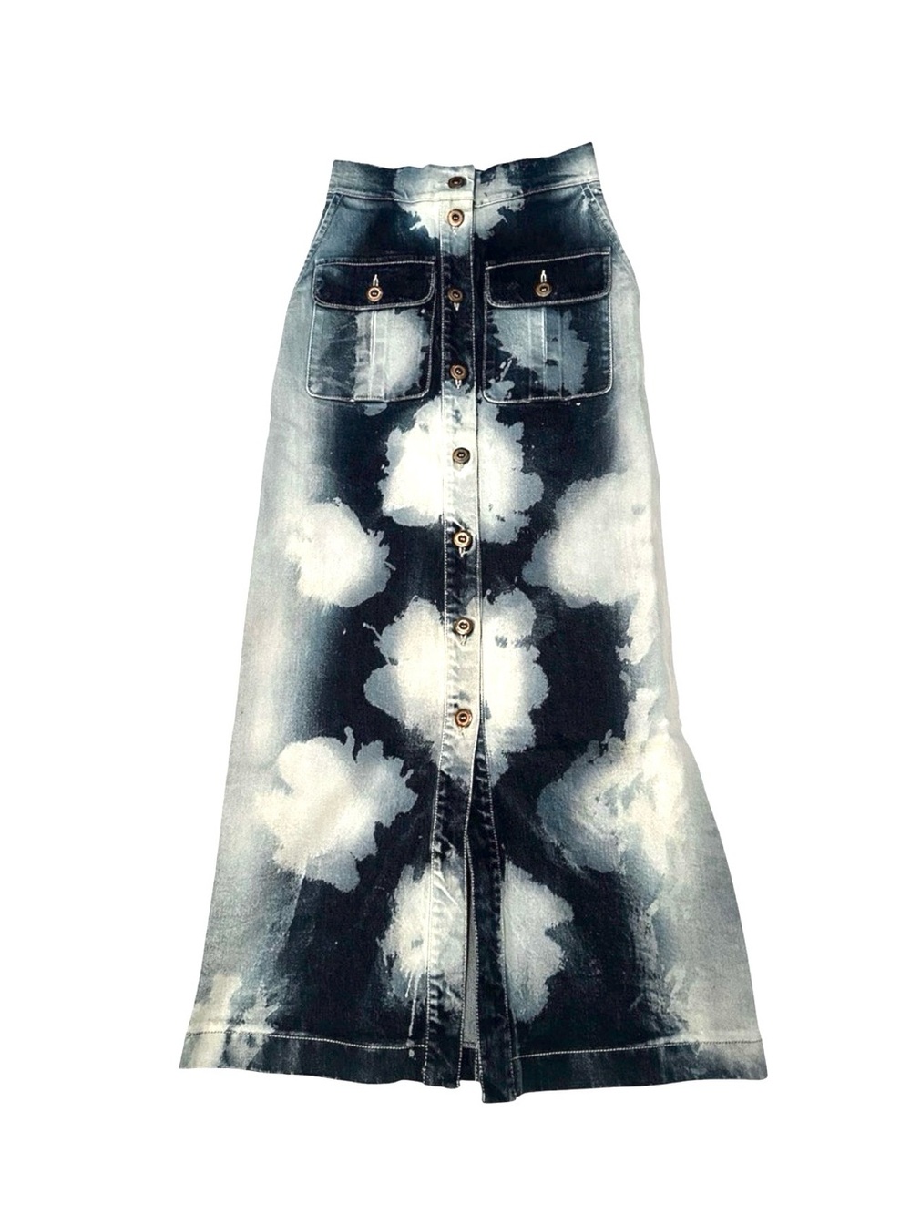 Julia A. Indigo Tie-Dye Maxi Skirt